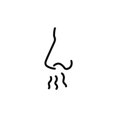 Breath smell nose line icon. Odour breath smell stroke web human sneeze air icon symbol illustration concept.