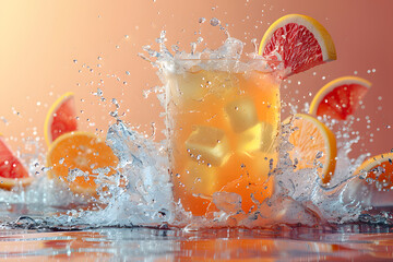 Fresh summer drinks cocktails with berries, fruits, ice and frost on glasses. Vacation open beach bar concept