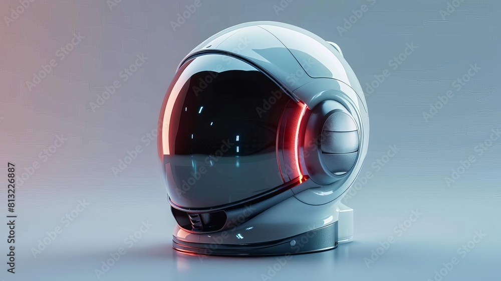 Poster sleek futuristic space helmet mockup on blank background 3d rendering