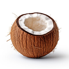 A coconut with a fibrous texture photorealistic photo of 3d render isolated - obrazy, fototapety, plakaty