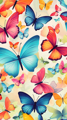 Butterflies Image, Pattern Style, For Wallpaper, Desktop Background, Smartphone Phone Case, Computer Screen, Cell Phone Screen, Smartphone Screen, 9:16 Format - PNG - obrazy, fototapety, plakaty