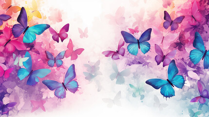 Butterflies Image, Pattern Style, For Wallpaper, Desktop Background, Smartphone Cell Phone Case, Computer Screen, Cell Phone Screen, Smartphone Screen, 16:9 Format - PNG