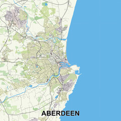 Aberdeen, United Kingdom map poster art