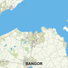 Fototapeta premium Bangor, United Kingdom map poster art