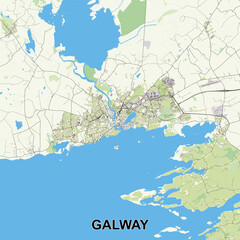 Galway, Ireland map poster art
