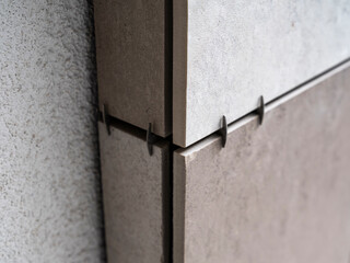 Courtyard and fasade of a modern residential house in a European city.