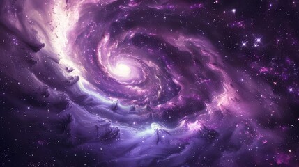 Fototapeta premium swirling spiral galaxy gleams amidst purple nebula and stars space illustration