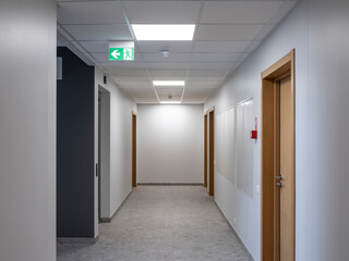 The interior of an apartment in a modern residential building in a European city.