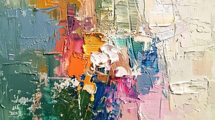 Obraz premium textured abstract oil painting colorful brushstrokes and palette knife marks