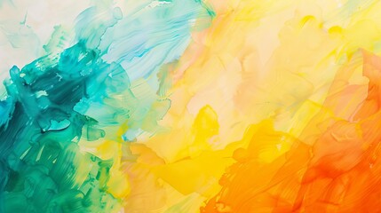 vibrant orange yellow blue green abstract painting exciting movement and tranquil calm colorful watercolor background