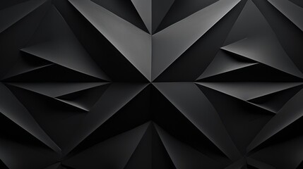 Fototapeta premium Black background with embossed geometrical triangles creating a modern and dynamic pattern