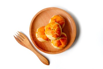 Bakpia or Kue Pia, is one of indonesian food made from a mixture of green beans and sugar, which is wrapped in flour, then baked