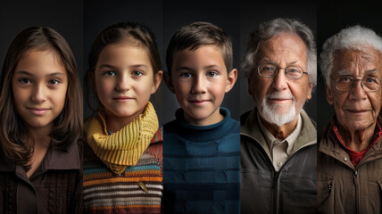Obraz premium showcases individuals representing different generations, from children to seniors, highlighting the intergenerational aspects of population dynamics and the importance of addressing issues across ag