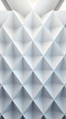 Fototapeta premium A white wall adorned with numerous triangles in a geometric pattern, 3d style imitation, wallpaper
