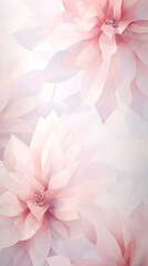 Pink flowers in a low poly style imitation on a white, geometric background