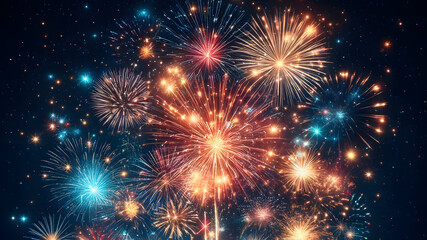 Bright Fireworks Illuminating the Sky