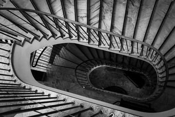 Fototapeta premium High angle view of the spiral staircase