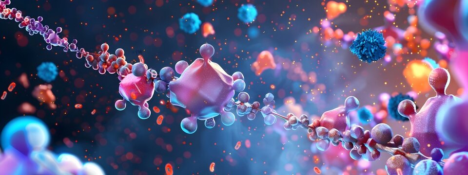 D of Molecular Animation Showcasing Intricate Insulin Signaling Pathways and Hormone Systems