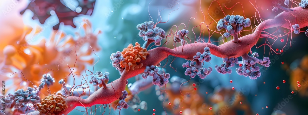 Poster visually captivating 3d rendered of insulin s effects on neurotransmitter receptor expression and