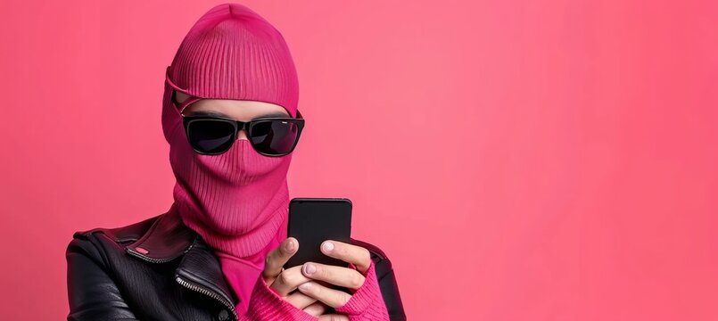 Cybercriminal blending in a crowd to steal mobile phone data amidst unsuspecting individuals