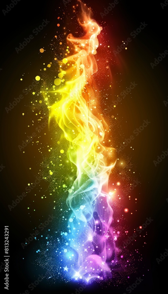 Poster colorful sound wave visualization on dark background with vibrant audio waveform display