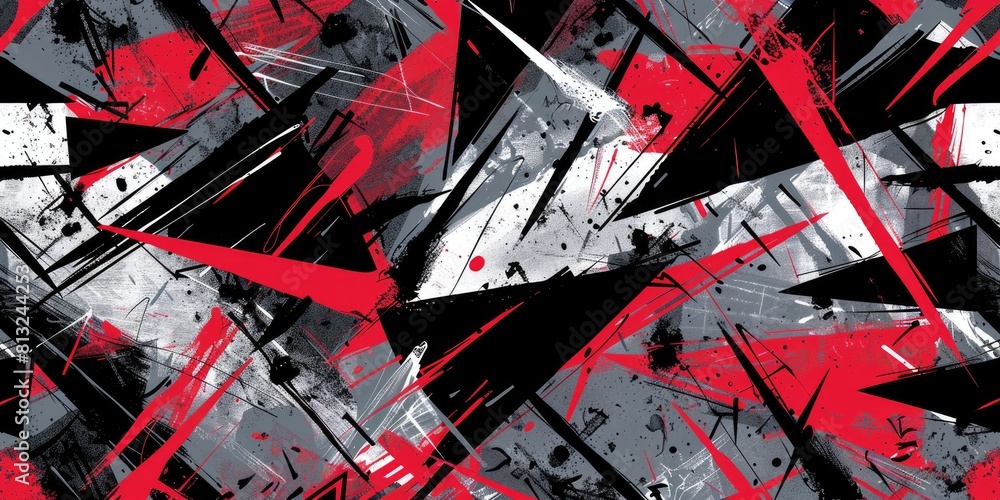 Poster a red and black geometric pattern with a grunge texture. aig51a.