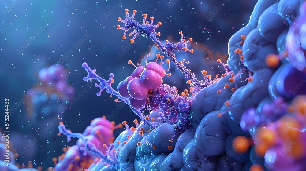 Poster molecular model of insulin neurotransmitter receptor interactions in the brain