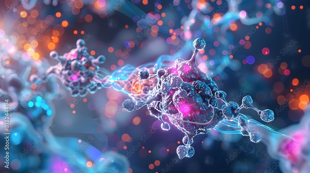 Poster molecular model of insulin and neurotransmitter receptor interaction in the brain