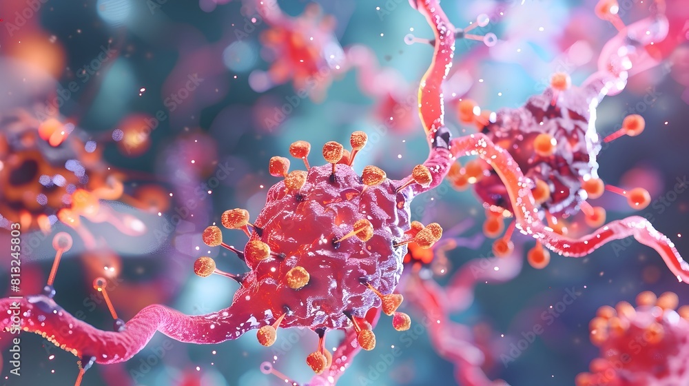 Poster molecular model visualizing the interaction between insulin and amyloid beta peptides in alzheimer