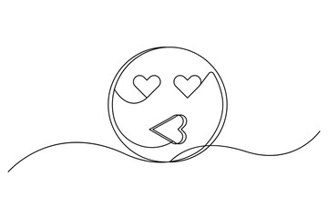 A simple black and white line drawing of a heart eyes emoji, perfect for modern and minimalist designs.