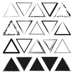 Assorted triangle frames collection. Geometric shape variety set. Abstract borders and edges designs. Vector illustration. EPS 10.