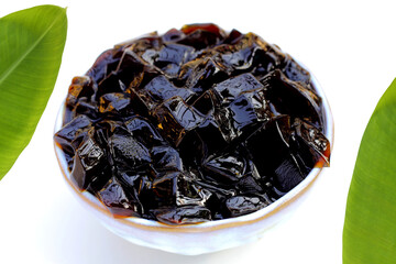 Grass jelly, herbal dessert. Mesona chinensis
