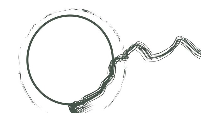The circle intersects or connects with thick wires. Magnetized particles fly around a frame.