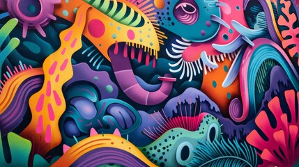 Obraz premium Bold, vibrant mural with stunning visual impact, Ai Generated