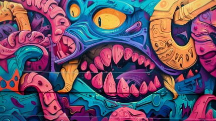 Obraz premium Bold, vibrant mural with stunning visual impact, Ai Generated