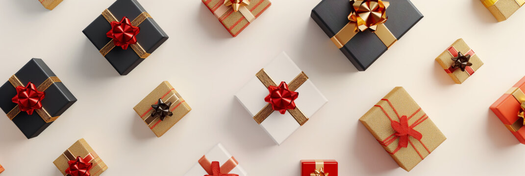 gitf boxes, red and green on white background