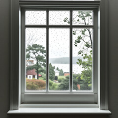 rainy window, house, door, architecture, home, wall,frame	