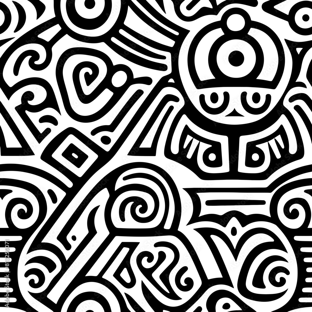 Wall mural Abstract brazilian indigenous pattern seamless  - Wall murals