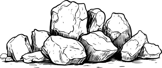 Pile of stones sketch drawing © safri