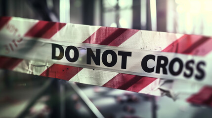 Police tape with the text "DO NOT CROSS", close-up view