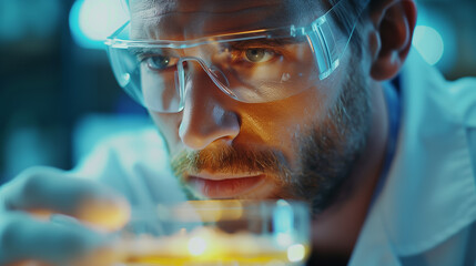 Scientist Analyzing Chemical Sample in Laboratory