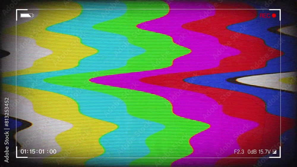 Poster television color bars on display with glitch and texture effects