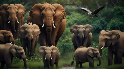 elephants in the savannah need beautiful environment .Generative. Ai