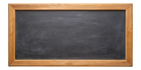 Professional Blank Blackboard in Wooden Frame on Transparent Background
