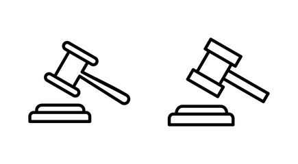 Gavel icon set. judge gavel icon vector. law icon vector. auction hammer