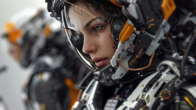 Scifi hero with bdd tech battles in a futuristic realm, Ai Generated