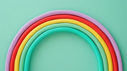 Obraz premium Colorful arcs forming rainbow on teal background