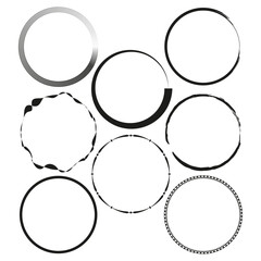 Variety of Circle Vectors Set. Assorted frames collection. Geometric line borders.