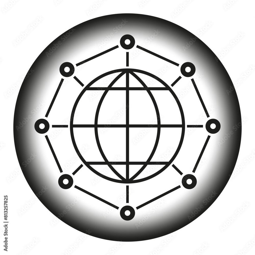 Poster global network icon. connected world vector. technological sphere grid.