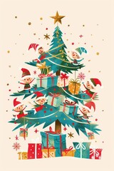 happy colorful christmas illustration